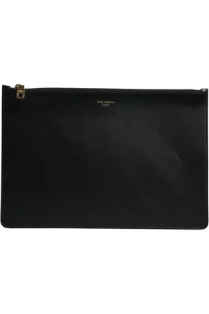 Dolce & Gabbana Taske, Dame, Sort, ONE SIZE, Læder, Sort læder DG Logo Clutch Taske