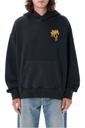 Palm Angels Sweathshirts & Hoodies, Herre, Sort, L, Bomuld, Sort Grafisk Hættetrøje til Mænd