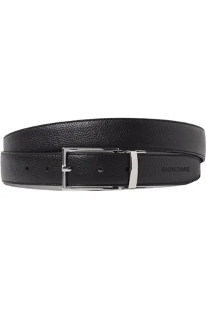 Emporio Armani Tilbehør, Herre, Sort, ONE SIZE, Læder, Klassisk Sort Læderbælte