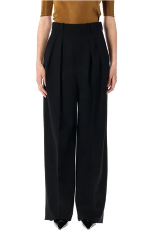 Saint Laurent Bukser, Dame, Sort, XS, Uld, Sorte viddebenede uldbukser
