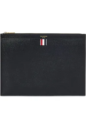Thom Browne Taske, Herre, Sort, ONE SIZE, Læder, Sort Læder Dokumentholder Clutch