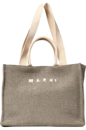 Marni Taske, Herre, Grå, ONE SIZE, Raffia Tote Taske til Mænd