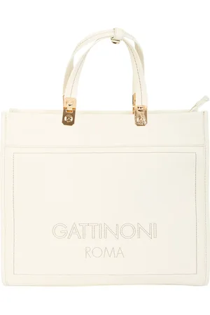 Gattinoni Taske, Dame, Hvid, ONE SIZE, Uld, Elegant struktureret håndtaske med logo broderi