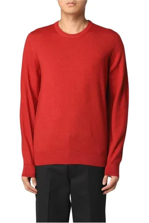 DRUMOHR Strik, Herre, Rød, M, Uld, Rød Merino Uld Crew Neck Sweater