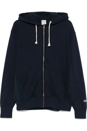 Champion Sweathshirts & Hoodies, Herre, Blå, L, Uld, Fuld Lynlås Hættetrøje Sweatshirt