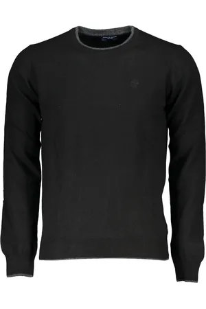 North Sails Strik, Herre, Sort, 2XL, Uld, Sort Striktrøje med Lange Ærmer og Broderet Logo