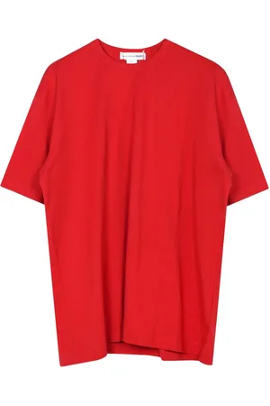 Comme des Garçons Top, Herre, Rød, S, Bomuld, Rød Logo Oversized Bomuld T-Shirt