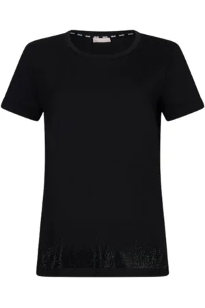 Liu Jo Top, Dame, Sort, XL, Bomuld, Moderne Bomuld T-shirt med Rhinsten Logo