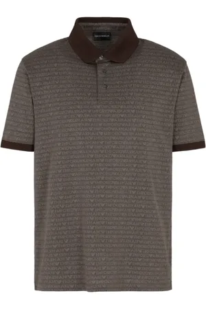 Emporio Armani Top, Herre, Brun, XL, Bomuld, Klassisk Logo Polo Skjorte Brun