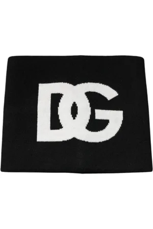 Dolce & Gabbana Tilbehør, Dame, Sort, ONE SIZE, Cashmere, Sort Cashmere Logo Lommetørklæde Tørklæde