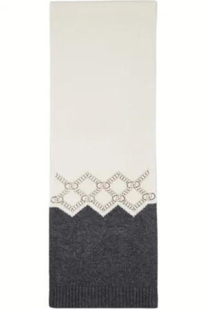 Liu Jo Tilbehør, Dame, Grå, ONE SIZE, Uld, Geometrisk Strikket Tørklæde med Logo
