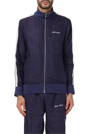 Palm Angels Sweathshirts & Hoodies, Herre, Blå, M, Nylon, Marineblå Lynlås Track Jacket
