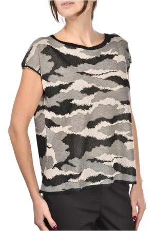 Gran Sasso Top, Dame, Flerfarvet, 2XS, Bomuld, Bådhals Bomuld T-shirt Sort