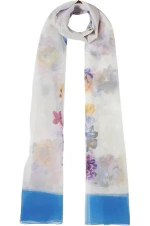 Liu Jo Tilbehør, Dame, Blå, ONE SIZE, Polyester, Blomstret Logo Maxi Stola