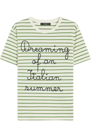 Max Mara Top, Dame, Grøn, L, Bomuld, Stribet Olga Bomuld T-shirt