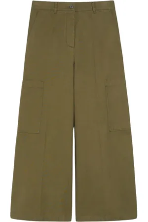 Max Mara Bukser, Dame, Grøn, XS, Bomuld, Canvasbomuldscroppedbukser, Quizmodel