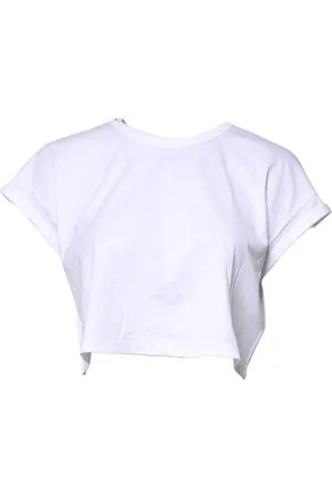 Dolce & Gabbana Top, Dame, Hvid, 3XS, Bomuld, Hvid Bomuld Cropped T-shirt Top