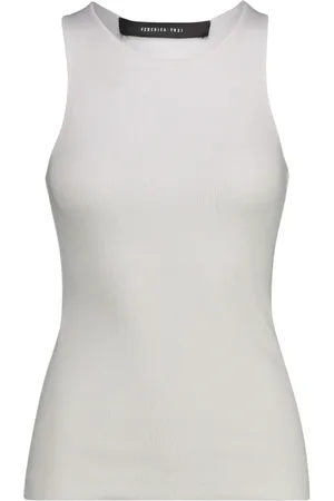 FEDERICA TOSI Top, Dame, Hvid, XS, Bomuld, Ribbet bomuld jersey tank top