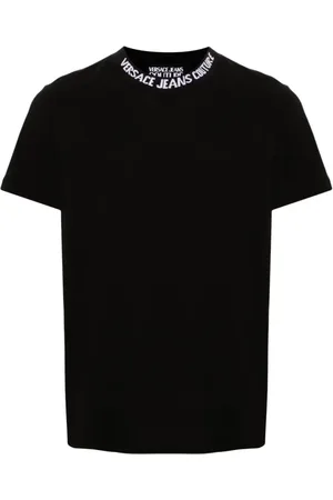 VERSACE Top, Herre, Sort, 2XL, Sort Rib Logo T-shirt