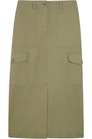 Max Mara Nederdel, Dame, Grøn, S, Bomuld, Kanvas Bomuld Calais Nederdel Salviegrøn