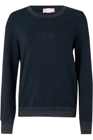 Liu Jo Strik, Dame, Sort, 2XS, Elegant Sort Sweater med Lurex Detaljer