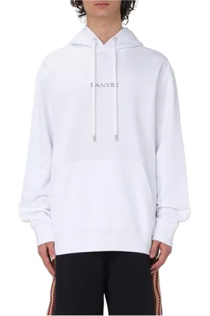 Lanvin Sweathshirts & Hoodies, Herre, Hvid, S, Bomuld, Broderet Logo Hættetrøje
