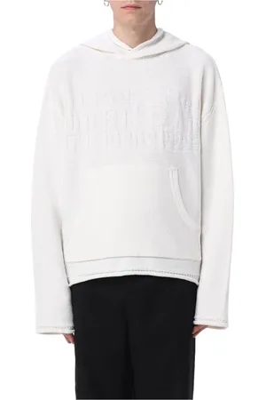 Maison Margiela Sweathshirts & Hoodies, Herre, Hvid, L, Bomuld, Hvid Strikket Hættetrøje