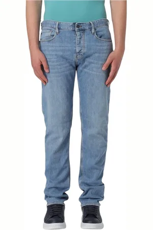 Emporio Armani Jeans, Herre, Blå, W34, Bomuld, Sten-Vasket Afslappet Jeans