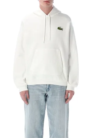 Lacoste Sweathshirts & Hoodies, Herre, Hvid, L, Bomuld, Krokodilleprint hættetrøje til mænd