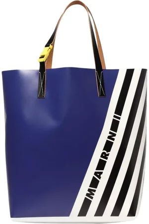 Marni Taske, Herre, Blå, ONE SIZE, Læder, Stribet Tote Taske