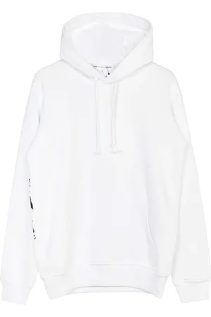 Comme des Garçons Sweathshirts & Hoodies, Herre, Hvid, L, Bomuld, Trykt hættetrøje langærmet hvid