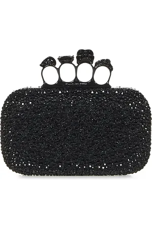 Alexander McQueen Taske, Dame, Sort, ONE SIZE, Uld, Sort Krystal Knuckle Clutch Taske
