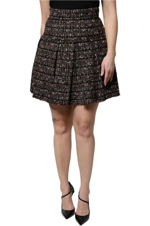 Dolce & Gabbana Nederdel, Dame, Flerfarvet, 2XS, Tweed, Tartan Tweed Mini Nederdel