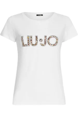 Liu Jo Top, Dame, Flerfarvet, M, Bomuld, Basis Rund Hals T-Shirt med Dyreprint Logo