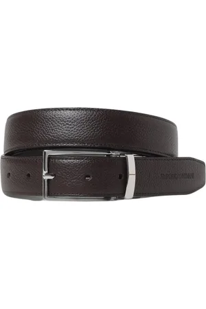 Emporio Armani Tilbehør, Herre, Brun, ONE SIZE, Læder, Klassisk Vendbar Læderbælte Brun