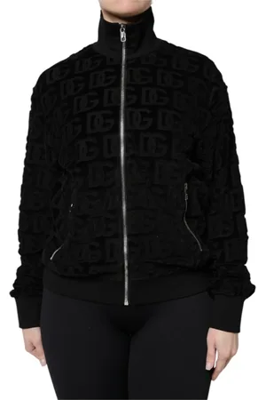 Dolce & Gabbana Sweathshirts & Hoodies, Dame, Sort, S, Bomuld, Sort Logo Monogram Bomberjakke