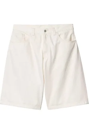 Carhartt Shorts, Herre, Hvid, M, Denim, Hvide Denim Shorts med Lynlås Detalje