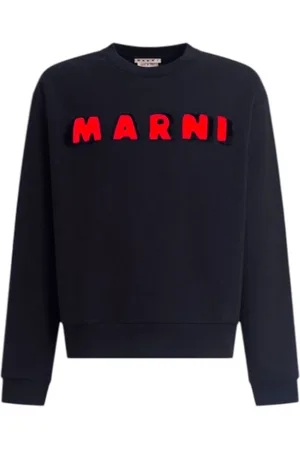 Marni Sweathshirts & Hoodies, Herre, Sort, S, Bomuld, Broderet Logo Sweatshirts & Hoodies