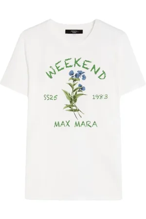 Max Mara Top, Dame, Hvid, S, Bomuld, Hvid Blomstret T-Shirt Teiera