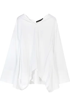 MALLONI Bluser & Skjorter, Dame, Hvid, XS, Bomuld, Hvid V-hals Langærmet Bluse