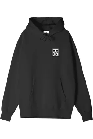 Obey Sweathshirts & Hoodies, Herre, Sort, XS, Bomuld, Sort hættetrøje med logoprint