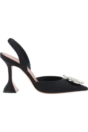 Amina Muaddi Sko, Dame, Sort, 39 EU, Satin, Rhinestone Slingback Satin Hæle