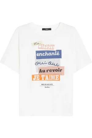 Max Mara Top, Dame, Hvid, M, Bomuld, Hvid Bomuld T-Shirt med Cabina Stil