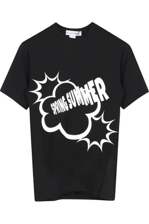 Comme des Garçons Top, Herre, Sort, S, Bomuld, Sort Print T-shirt Kortærmet