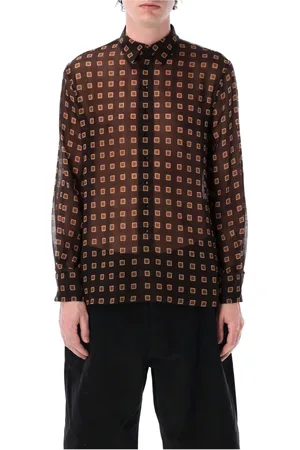 Saint Laurent Skjorte, Herre, Sort, L, Uld, Sort Ocra Ss25 Uldskjorte