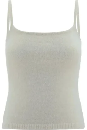 MAGDA BUTRYM Top, Dame, , 3XS, Uld, Monokrom Ribbet Hem Thin Strap Top