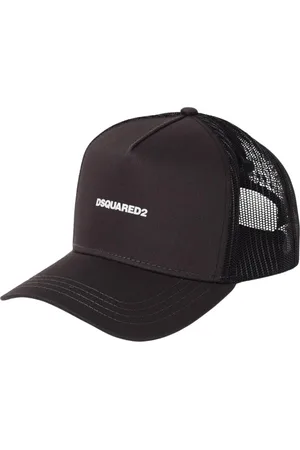 Dsquared2 Tilbehør, Herre, Sort, ONE SIZE, Bomuld, Marineblå Logo Trucker Hat til Mænd