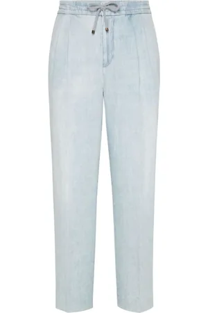 Brunello Cucinelli Bukser, Herre, Blå, L, Uld, Stilfulde denim jeans