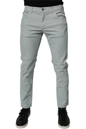 Dolce & Gabbana Jeans, Herre, Blå, M, Denim, Lys Blå Logo Plaque Skinny Denim Jeans
