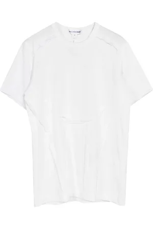Comme des Garçons Top, Herre, Hvid, M, Bomuld, Hvid Bomuld T-shirt med Stofdetaljer